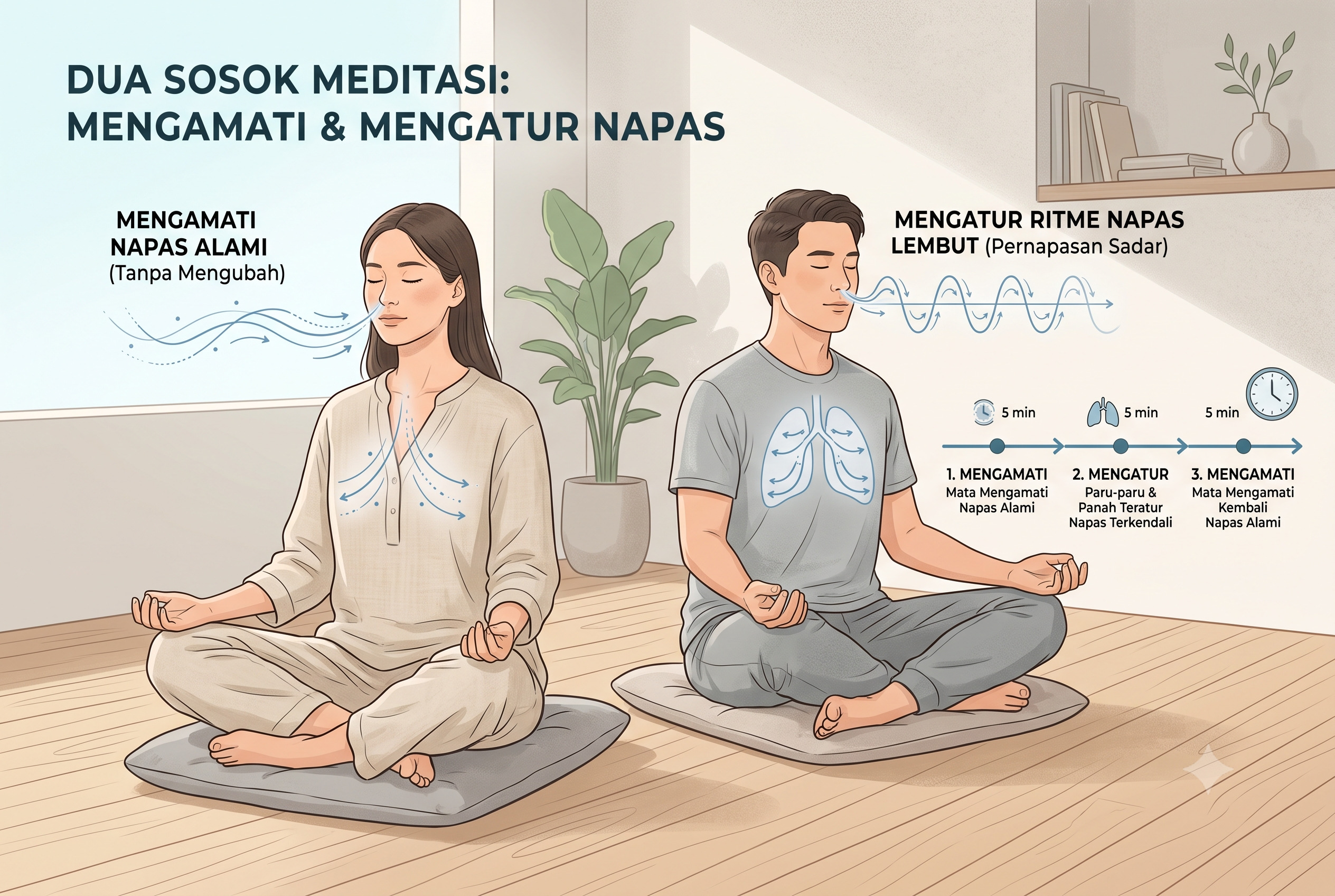 Apa Bedanya Mengamati Napas dan Mengatur Napas?